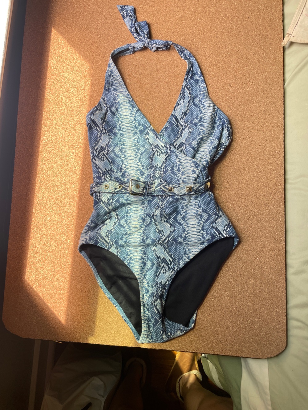 Vintage snake swimsuit belted 8